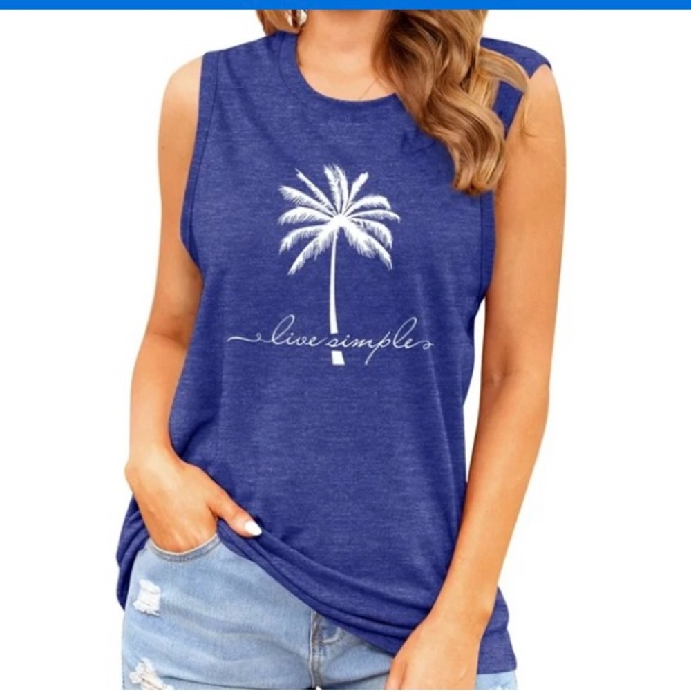 Live Simple Coconut tree tank top Size Large - Picture 3 of 10